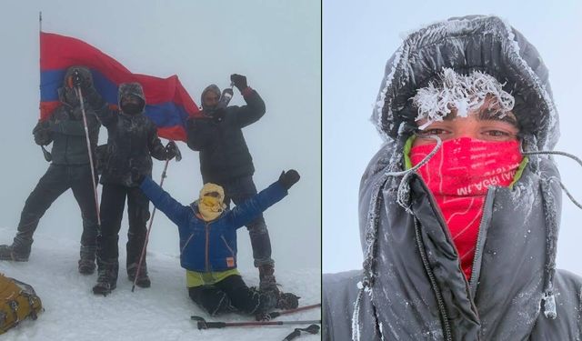 Ağrı Dağı’nın Zirvesinde Donduran Görüntü! Ağustos Ayında Tipiye Yakalandılar