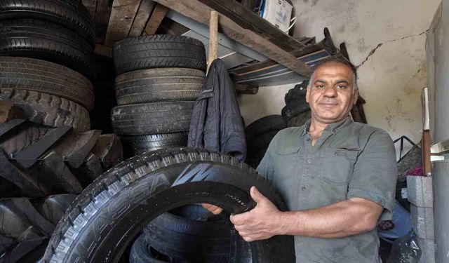 35 yıldır araç lastiği ile yatıp kalkıyor