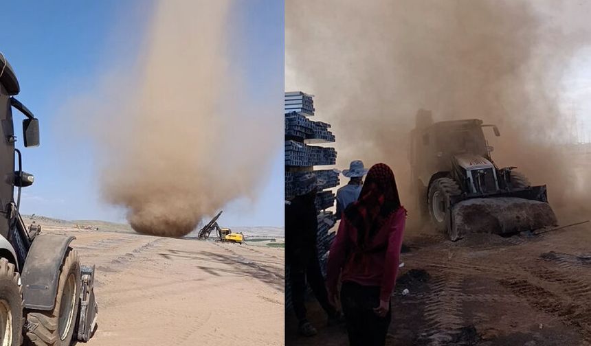 İnşaat şantiyesinde oluşan hortum kameralara yansıdı